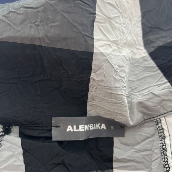 Alembika Black Checkered Gray Button Up Crinkle White Lightweight Jacket - Picture 10 of 11